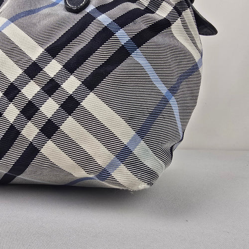 Burberry Blue Label Black Plaid Tote Bag Purse