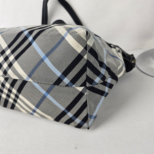 Burberry Blue Label Black Plaid Tote Bag Purse