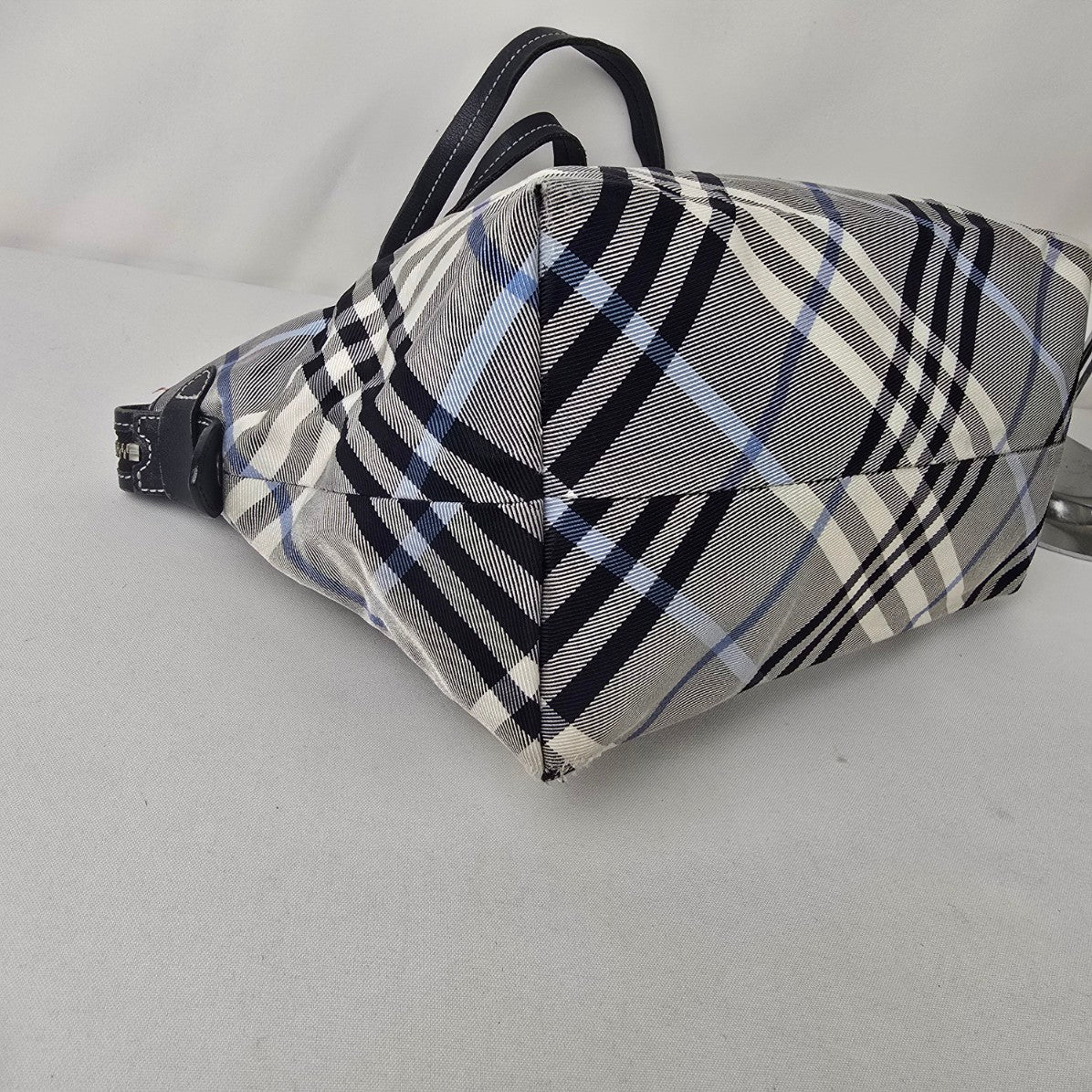 Burberry Blue Label Black Plaid Tote Bag Purse