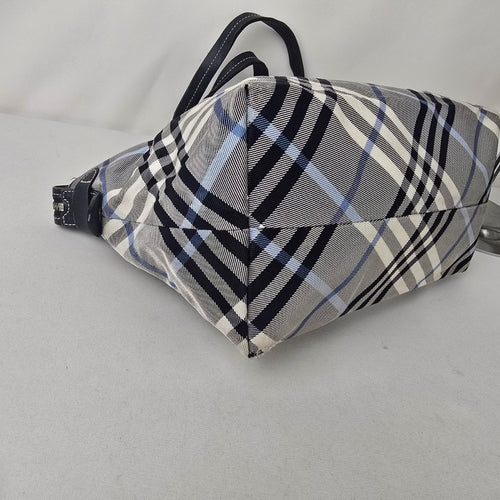 Burberry Blue Label Black Plaid Tote Bag Purse