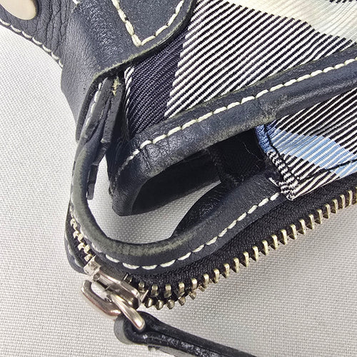 Burberry Blue Label Black Plaid Tote Bag Purse