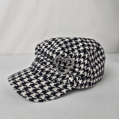 Disney Parks Houndstooth Micky Mouse Rhinestone Detail Cabbie Hat