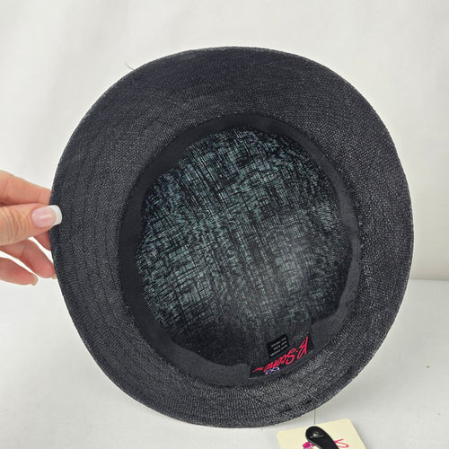 B. Scene Black Woven Cloche Hat