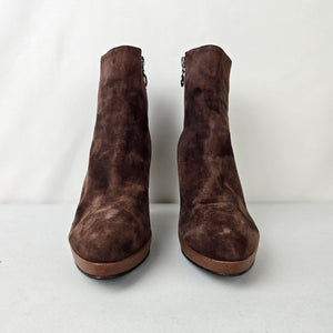Di Lauro Brown Suede Heeled Ankle Boots Size 9