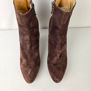 Di Lauro Brown Suede Heeled Ankle Boots Size 9