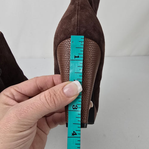 Di Lauro Brown Suede Heeled Ankle Boots Size 9
