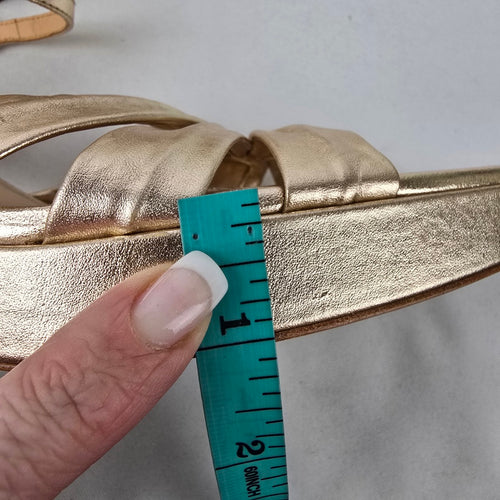 Reformation Gold Leather Maize Platform Heeled Sandals Size 10