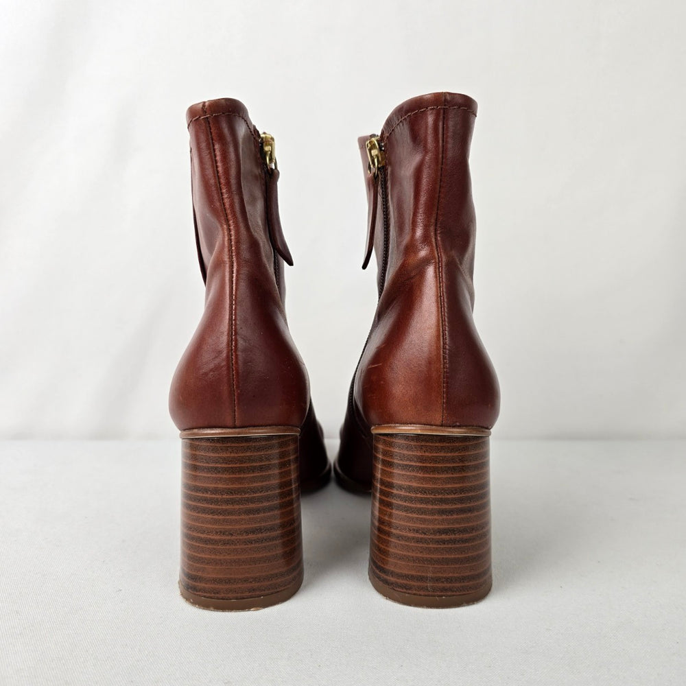 Shoe The Bear Brown Leather Ankle Boots Size 8