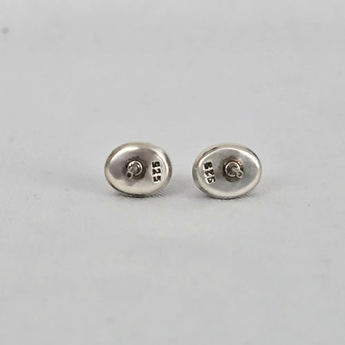 Sterling Silver 925 Tiger Eye Stud Earrings Brown Gemstone Oval Minimalist