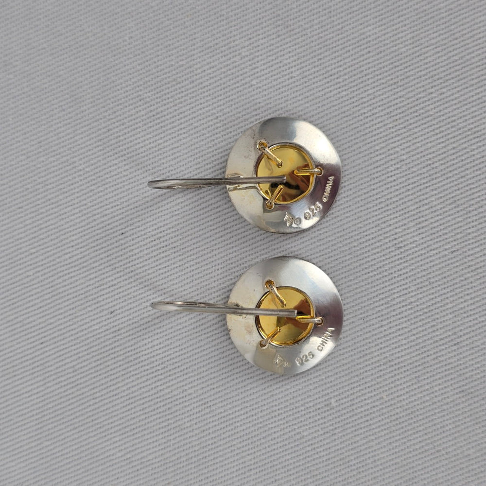 Silpada Sterling Silver 925 Gold Dome Hammered Earrings Mixed Metal Dangle