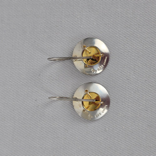 Silpada Sterling Silver 925 Gold Dome Hammered Earrings Mixed Metal Dangle
