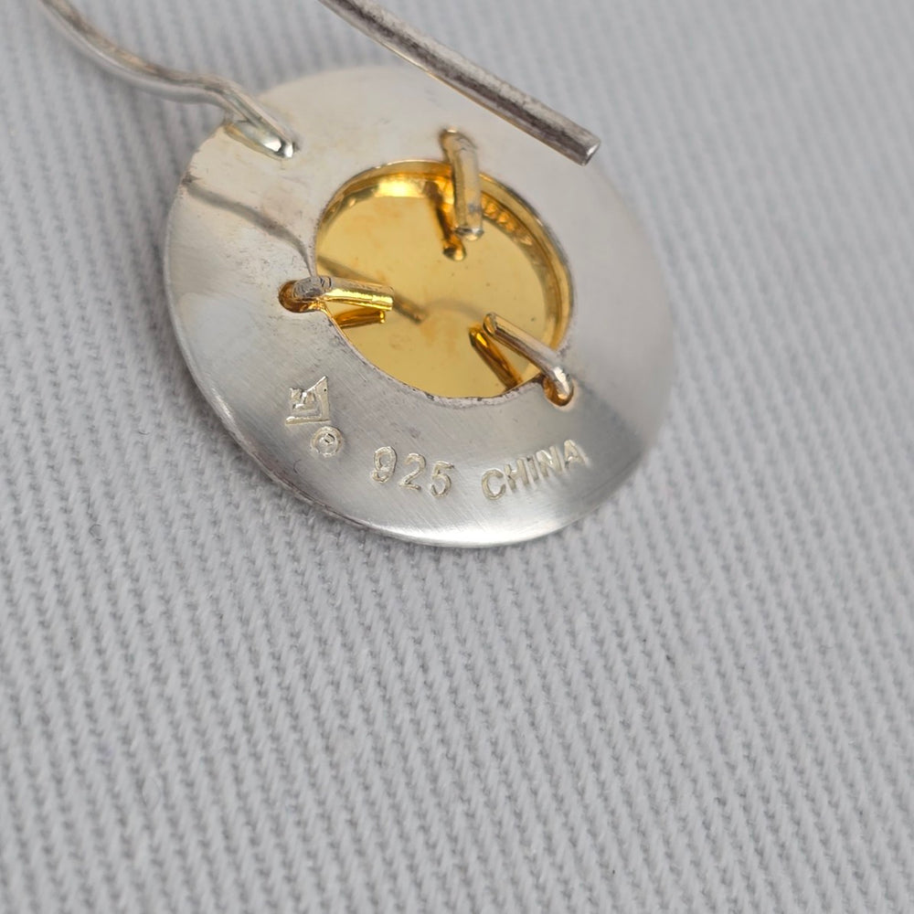 Silpada Sterling Silver 925 Gold Dome Hammered Earrings Mixed Metal Dangle