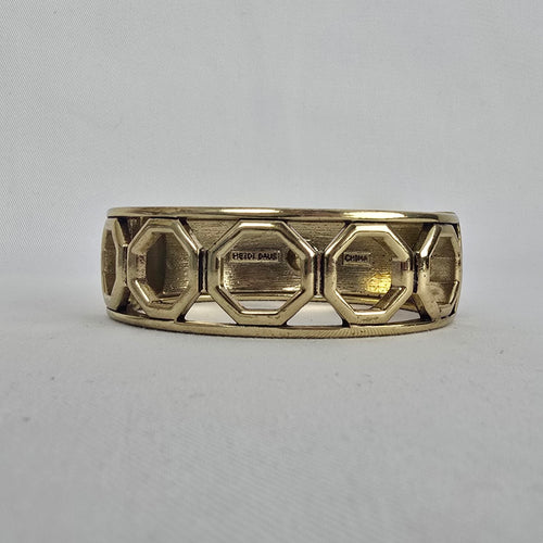 Heidi Daus Blue Purple Crystal Cuff Bracelet Gold Tone Wide Hinged Statement