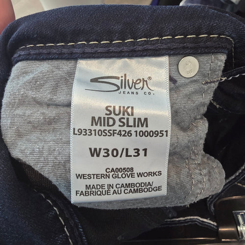 Silver Suki Mid Slim Dark Denim Jeans Size 30/31