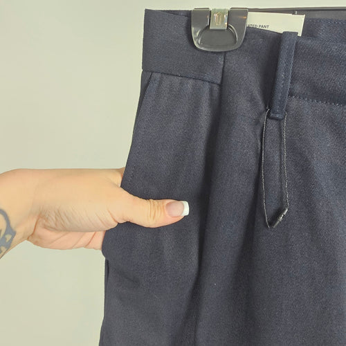 Zara Black Cotton Pleated Dress Pants Size 30