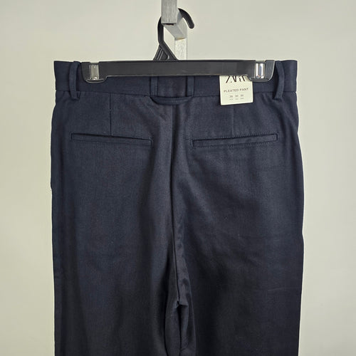 Zara Black Cotton Pleated Dress Pants Size 30