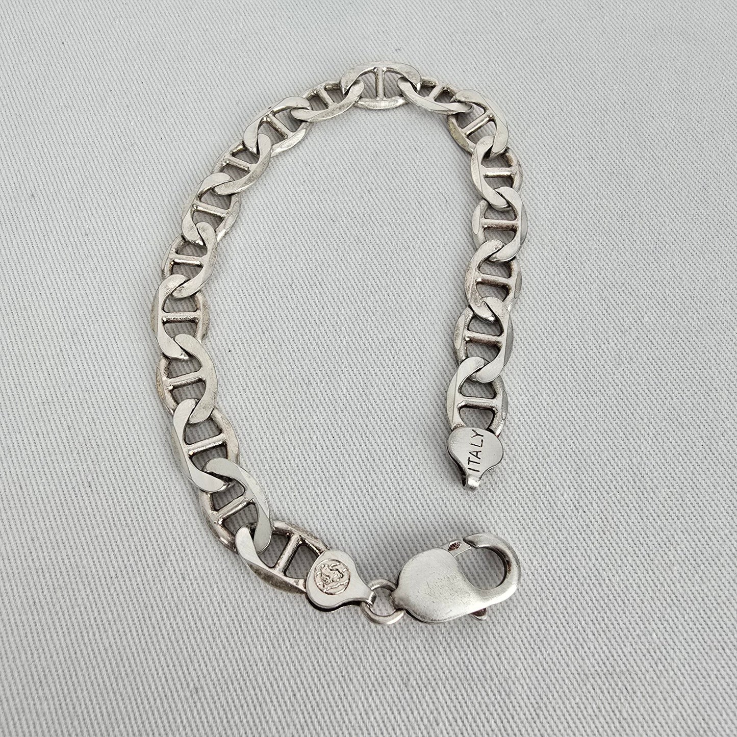 925 Italy Sterling Silver Bracelet Chunky Link Heavy Chain Statement