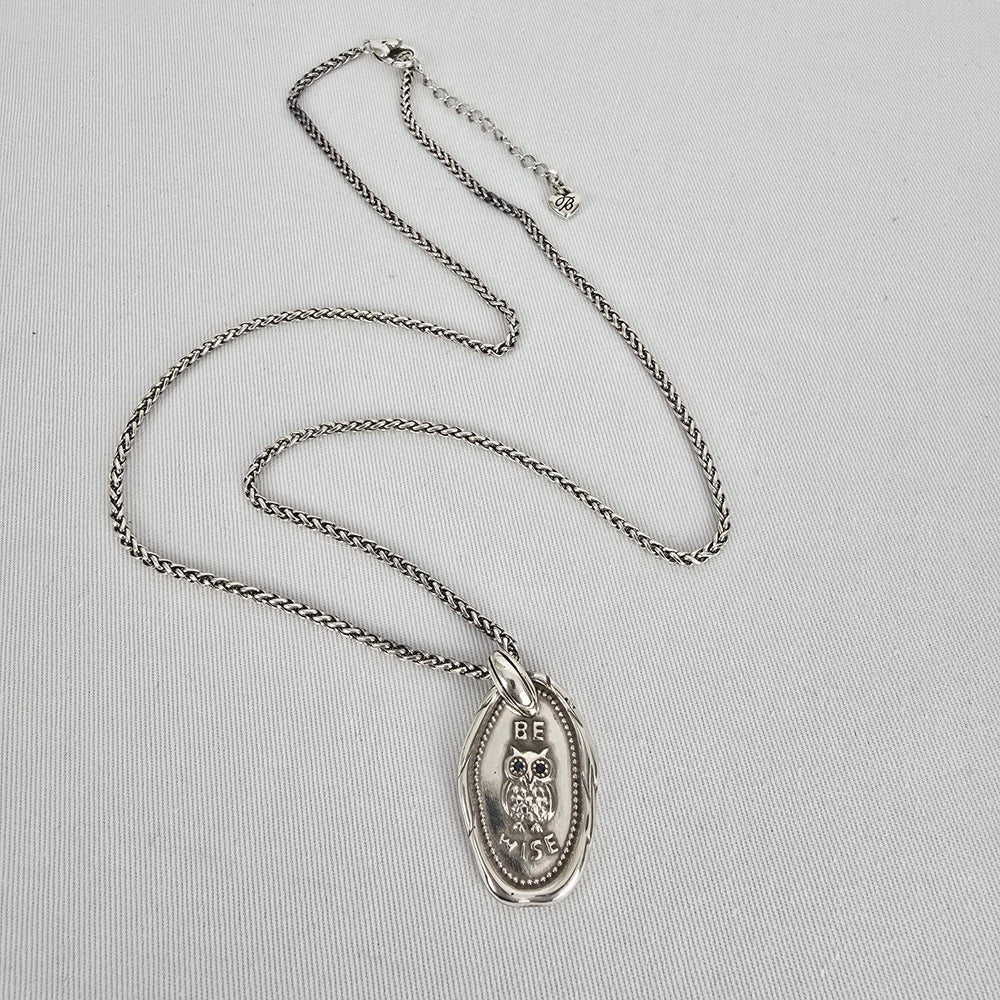 Brighton Silver Tone Owl Wisdom Pendant Chain Necklace