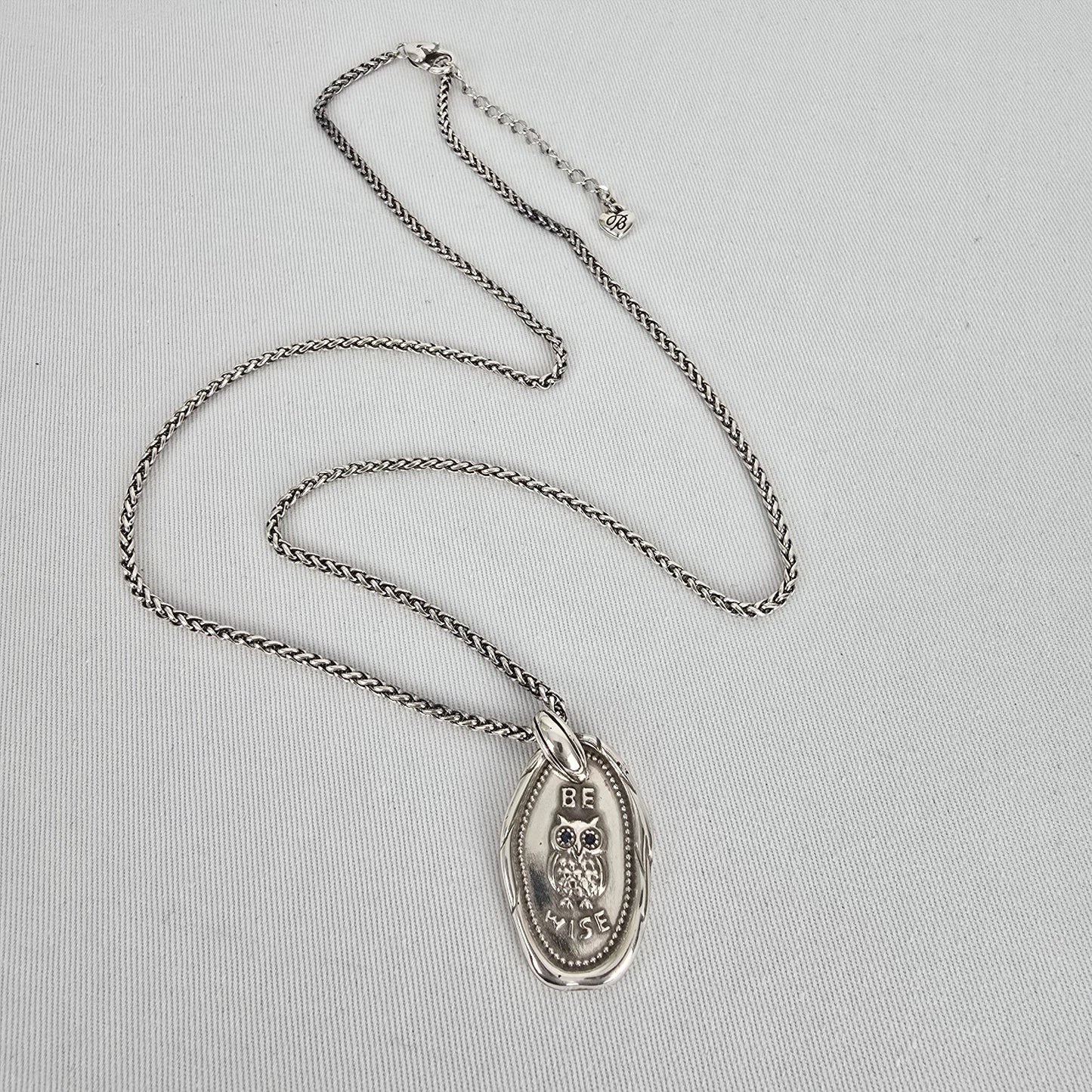 Brighton Silver Tone Owl Wisdom Pendant Chain Necklace