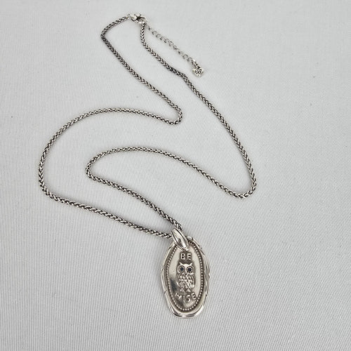 Brighton Silver Tone Owl Wisdom Pendant Chain Necklace