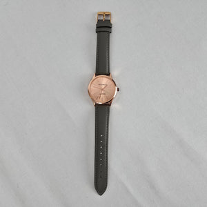 Monroe Rose Gold Grey Leather Band Watch