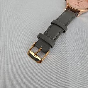 Monroe Rose Gold Grey Leather Band Watch
