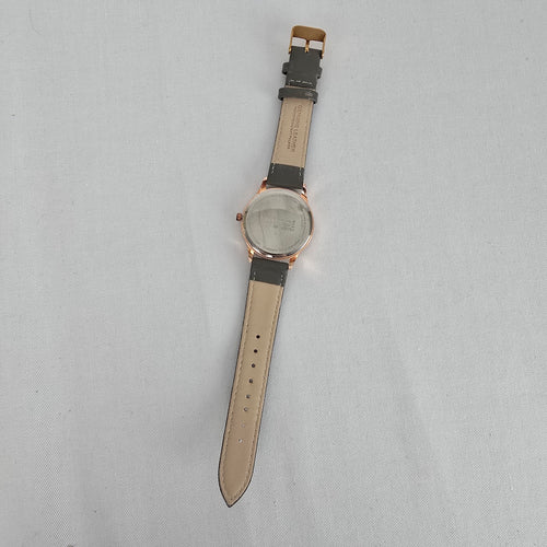 Monroe Rose Gold Grey Leather Band Watch