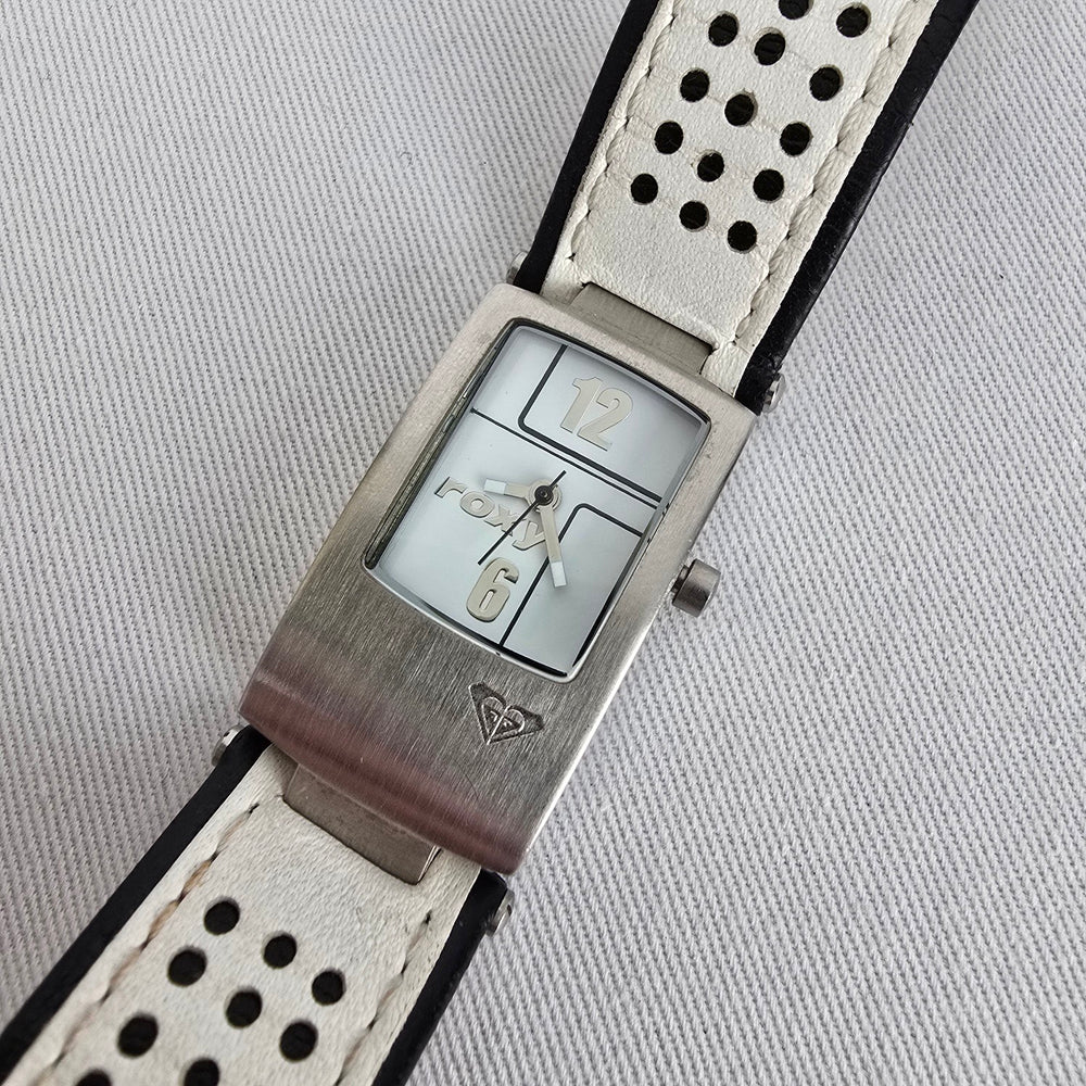 Roxy White Leather Silver Tone Watch