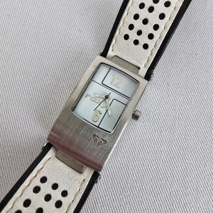 Roxy White Leather Silver Tone Watch