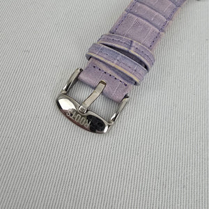 Roots Silver Tone Lavender Leather Strap Watch