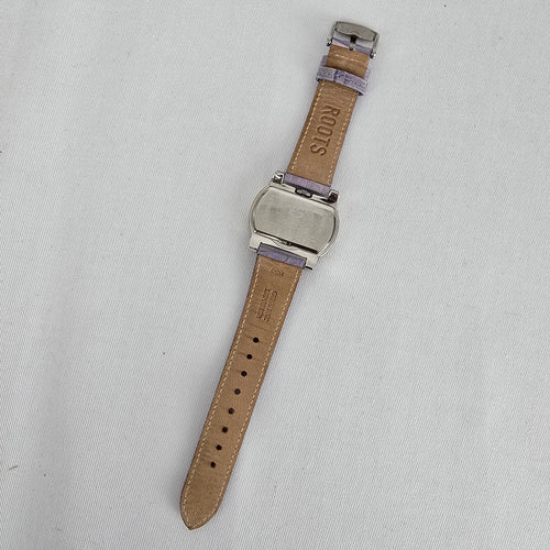 Roots Silver Tone Lavender Leather Strap Watch