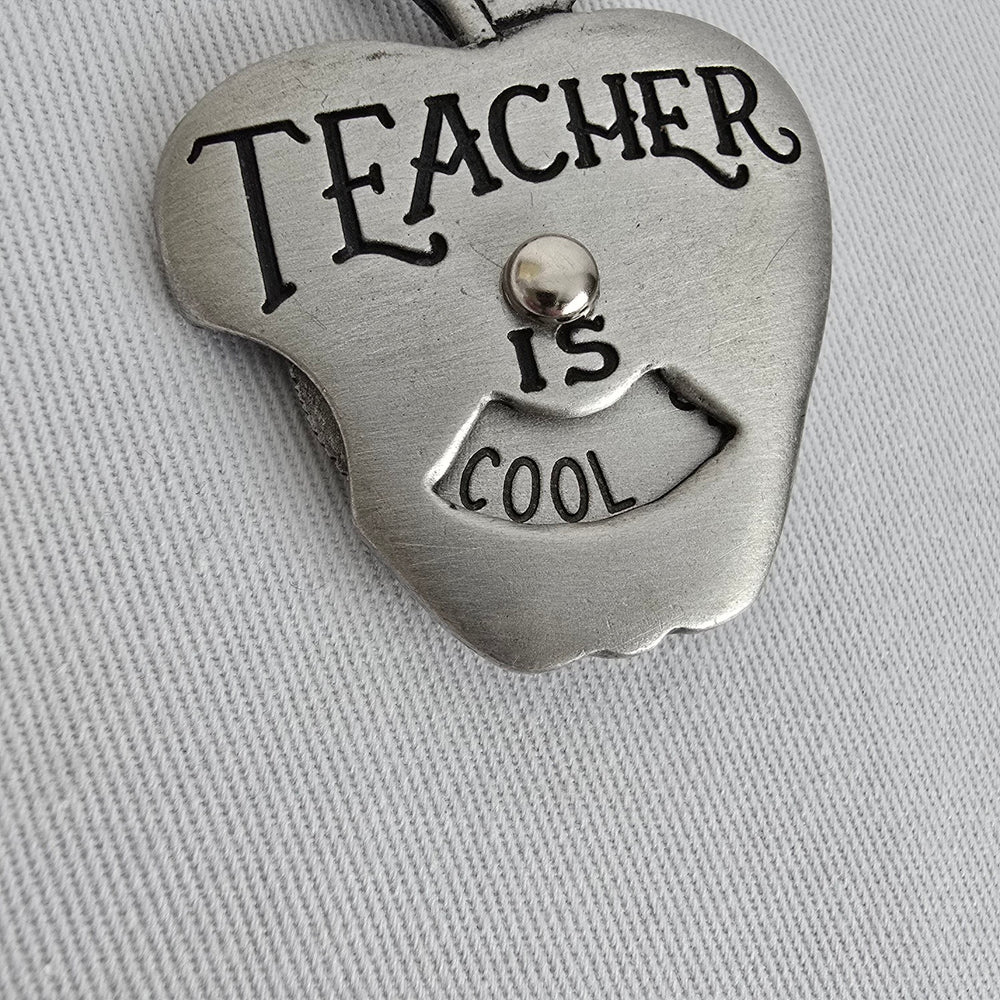 Vintage JJ Silver Tone Teacher Apple Brooch