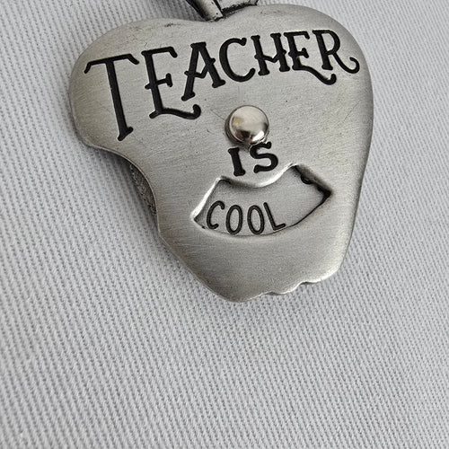 Vintage JJ Silver Tone Teacher Apple Brooch