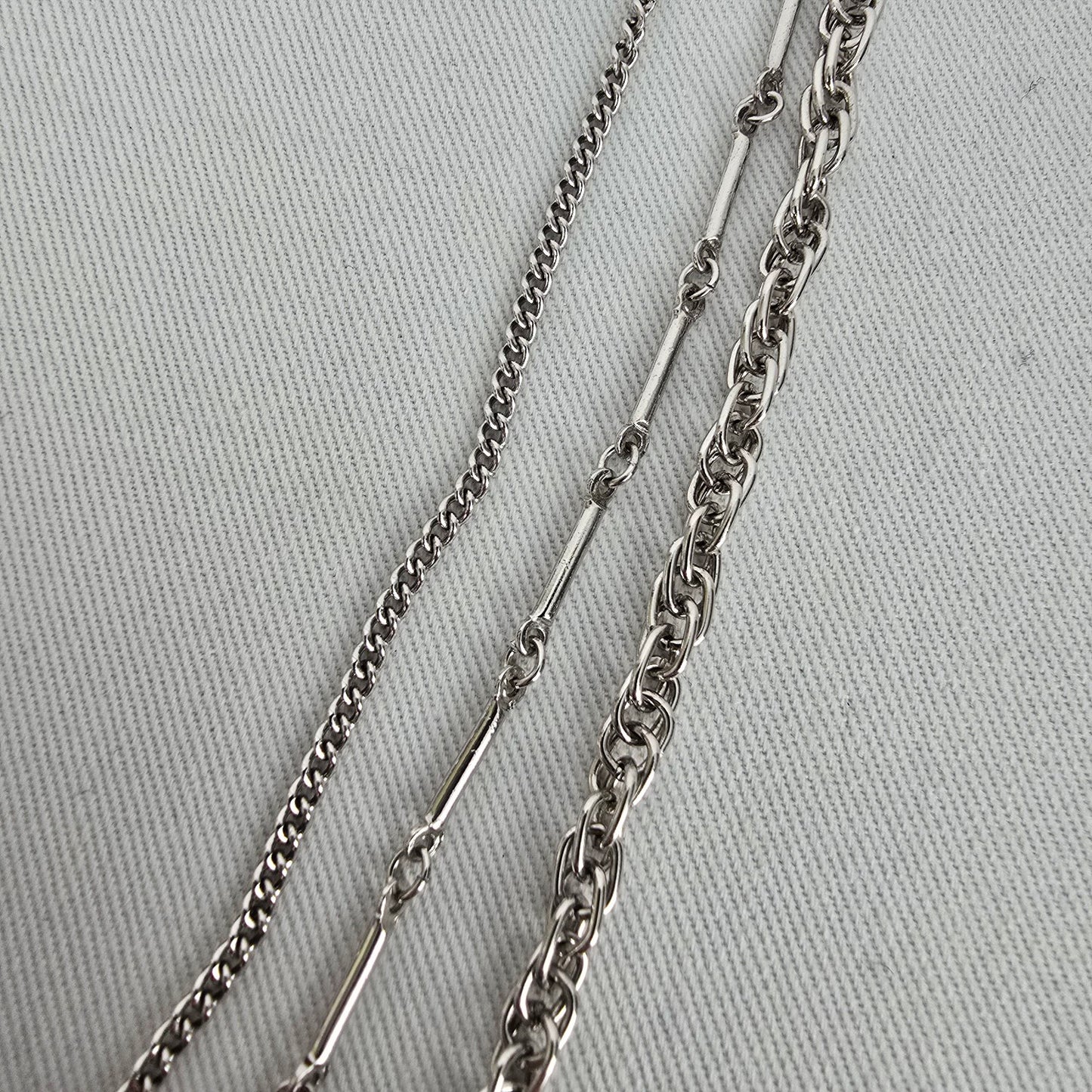 Vintage Silver Tone Layered Chain Pendant Necklace