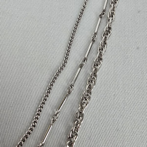 Vintage Silver Tone Layered Chain Pendant Necklace