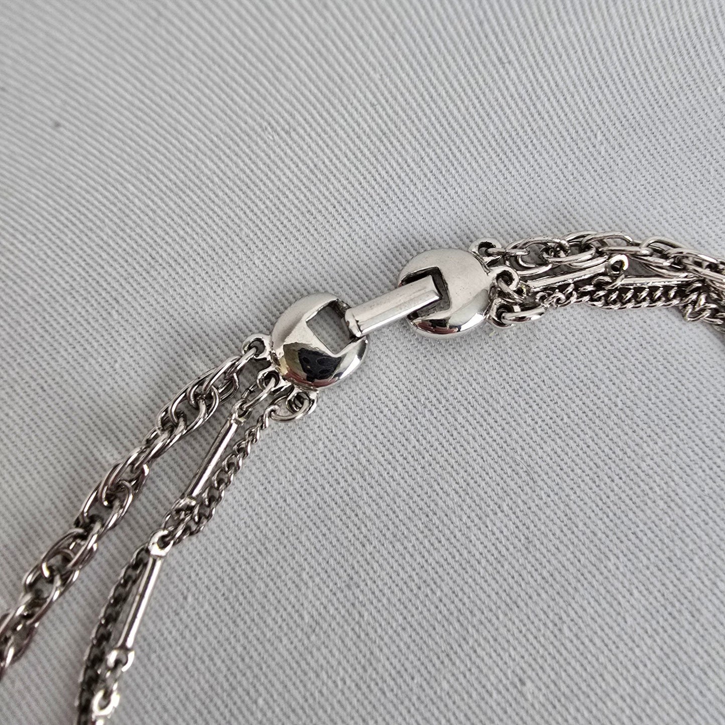 Vintage Silver Tone Layered Chain Pendant Necklace