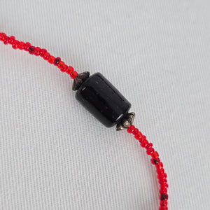 Red & Black Beaded Handmade Long Necklace