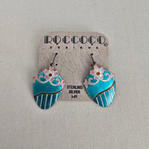 Roccoco 925 Sterling Silver Enamel Flower Earrings