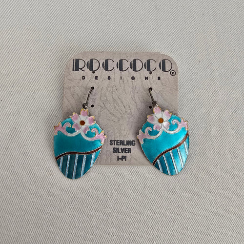 Roccoco 925 Sterling Silver Enamel Flower Earrings