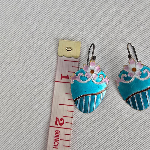 Roccoco 925 Sterling Silver Enamel Flower Earrings