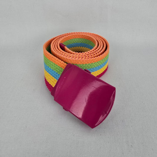 Rainbow Woven Pink Slide Buckle Belt Size M/L