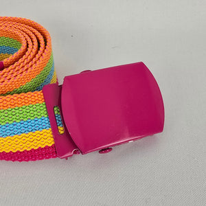 Rainbow Woven Pink Slide Buckle Belt Size M/L