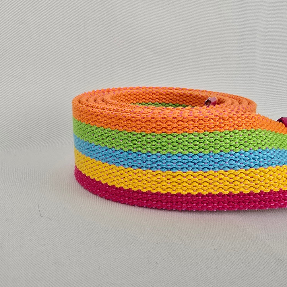 Rainbow Woven Pink Slide Buckle Belt Size M/L
