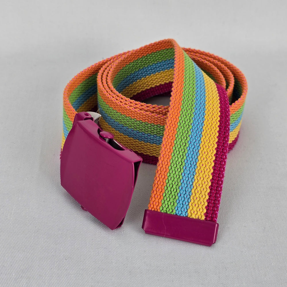 Rainbow Woven Pink Slide Buckle Belt Size M/L