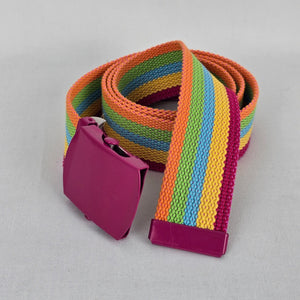 Rainbow Woven Pink Slide Buckle Belt Size M/L