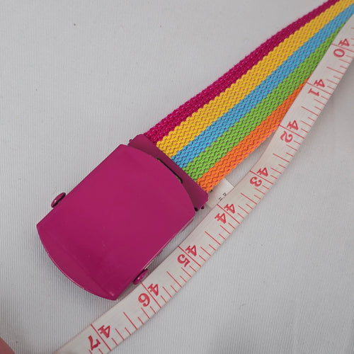 Rainbow Woven Pink Slide Buckle Belt Size M/L