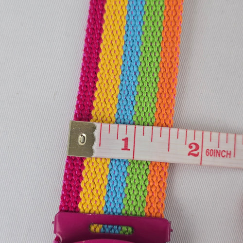 Rainbow Woven Pink Slide Buckle Belt Size M/L