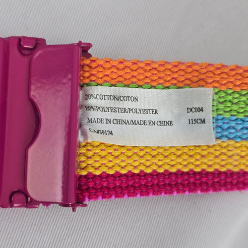 Rainbow Woven Pink Slide Buckle Belt Size M/L