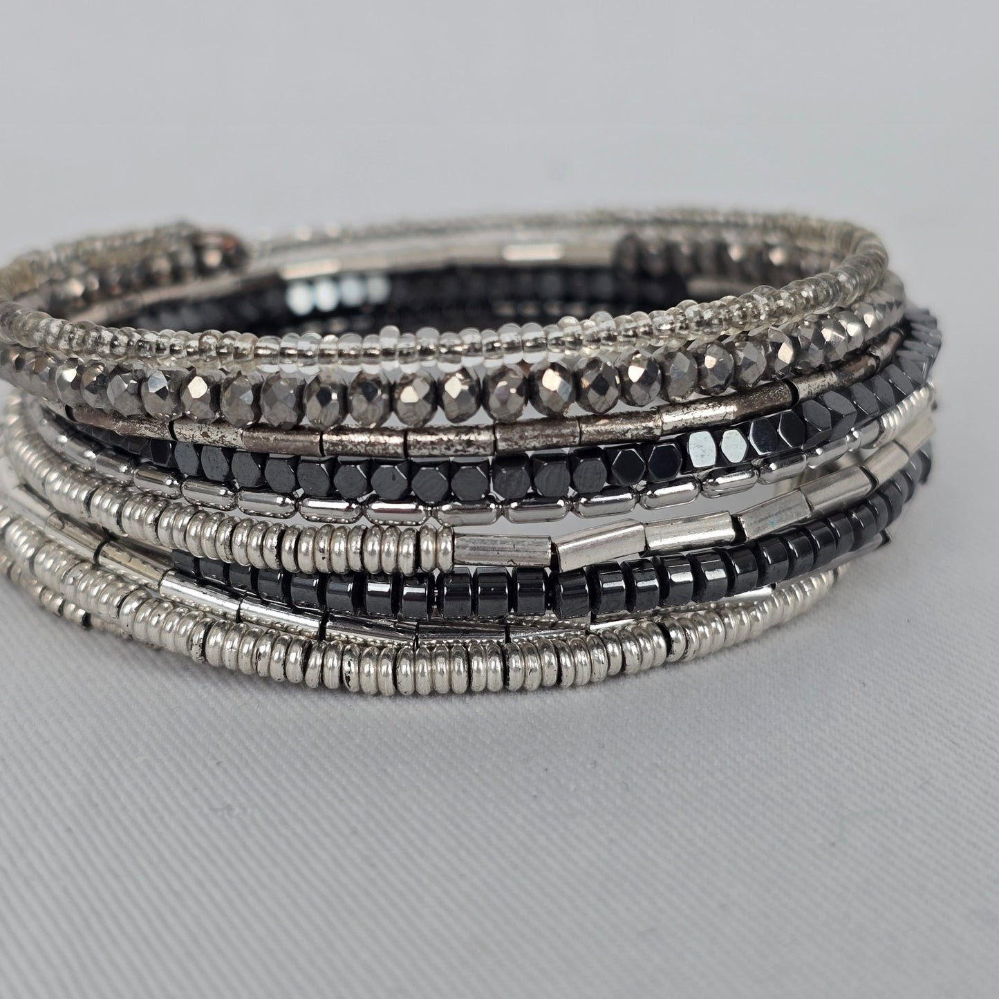 Stella & Dot Celine Black & Silver Wrap Bracelet