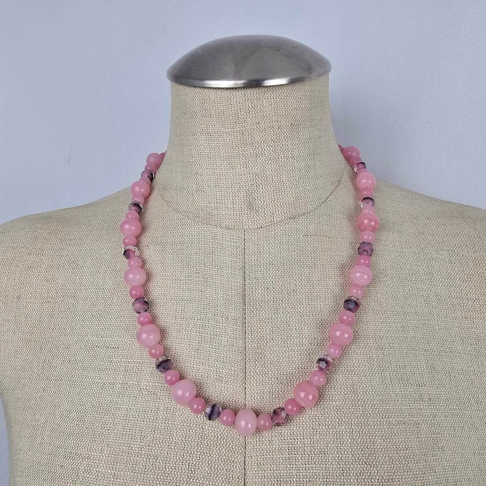 Vintage Rose Quartz Beaded Necklace